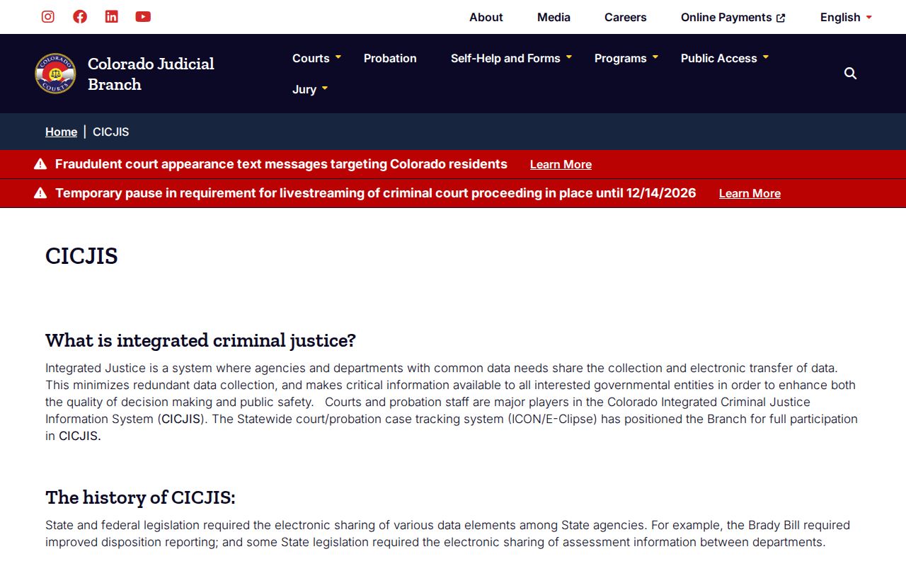 Colorado Judicial overview of the CICJIS justice information exchange